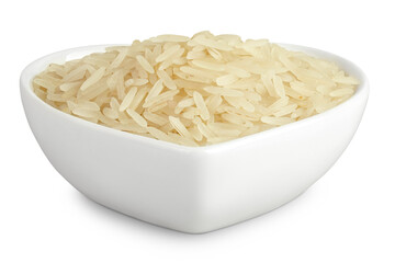 rice basmati in a ceramic bowl isolated on white background