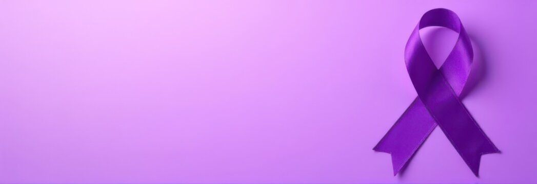 Purple ribbon banner for alzheimer's disease awareness and epilepsy solidarity