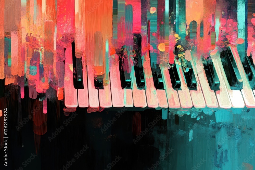 Poster Colors and patterns come together in abstract keyboard design featuring random triggers and vibrant hues, Abstract keyboards are triggered randomly