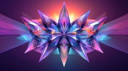 Colorful Abstract Crystal Formation with Dynamic Light Effects