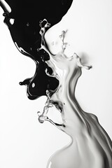 Fototapeta premium Dynamic flow of black and white paint creates striking contrast