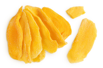 dried mango isolated on white background. Top view. Flat lay