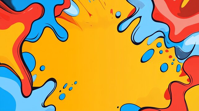 Blank colorful comic abstract background template center focused copy space