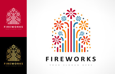fireworks and stars logo vector design