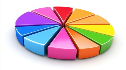 Obraz premium Colorful 3d Pie Chart On White Background