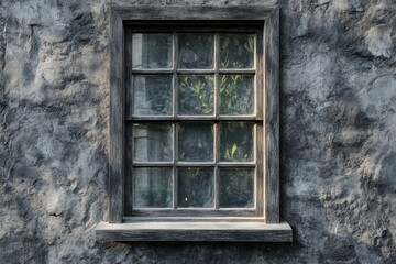 Obraz premium Window with nine panes set in a stone wall