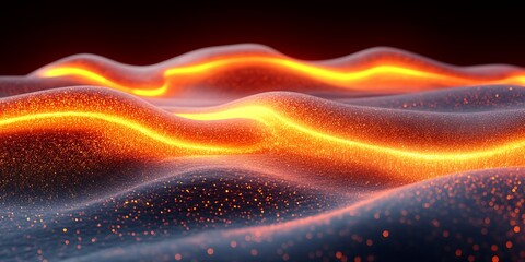 Fototapeta premium Glowing Lava Waves Abstract Background, Digital Art, Sci-Fi Design