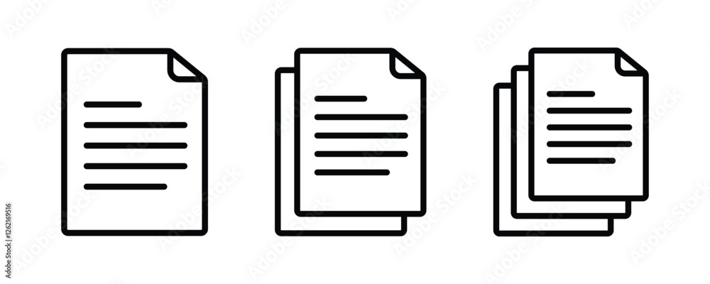 Fototapete document icons. paper symbol with single and multiple page. transparent png and vector illustration.
