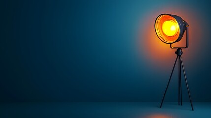 Glowing Caution Light in Minimal Studio Setup for Safety Messaging copy space for text