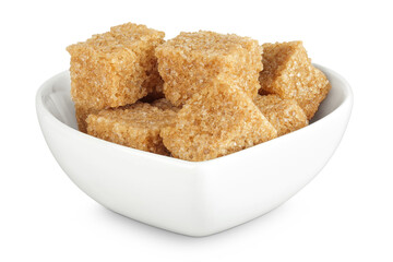 brown sugar in a ceramic bowl isolated on white background