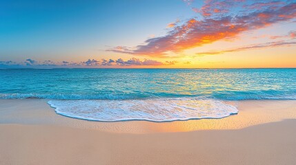 Obraz premium Serene Sunset Beach Ocean Wave Scene