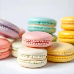 Obraz premium Macaroons in various colors. White background