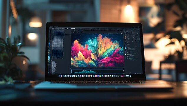 Laptop Editing Colorful Digital Art at Home (1)