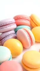 Obraz premium Macaroons in various colors. White background