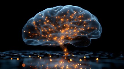artificial brain model with luminous neural pathways symbolizing technology, innovation