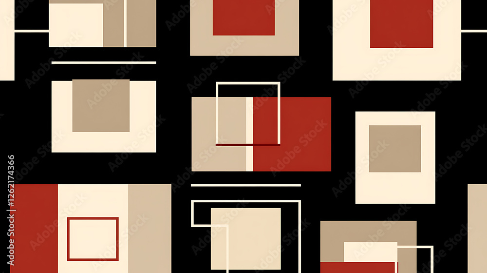 Poster retro modern shapes composition with square and rectangular geometric elements on dark background