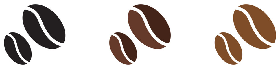  Coffee beans vector icon symbol isolated on white background roasted coffee seeds simple flat design for cafe branding and packaging. Coffee beans icon. Roasted coffee beans. Vector illustration