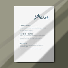 simple and elegant menu template with. Perfect for receptions, anniversary, dinners, birthday party and formal gatherings. Printable menu design with size 5"x7"