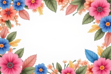 Colorful Floral Border Design for Cards and Invitations