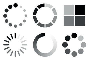 Black and White Loading Icons Set