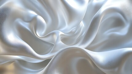 Obraz premium Elegant silver silk fabric drapes, soft folds, studio shot, background texture