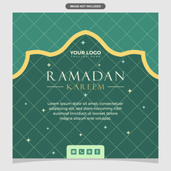 Premium Ramadan banner with Islamic touch, symmetrical patterns, and harmonious composition.