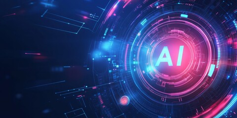 Obraz premium AI digital interface glowing futuristic background
