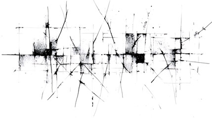 Textured Abstract Grid Composition with Lines and Angular Fragmentation Chaotic Design