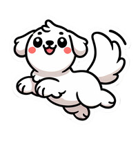 Obraz premium Cute cartoon vector illustration of a white rabbit with a black spot