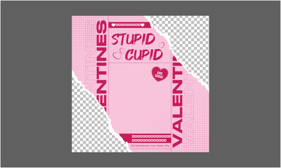 Valentines Party Socials Media. Valentines day. Romantic set vector backgrounds. Templates Festive gift card with realistic 3d design elements. Holiday banners, web poster, flyers and brochures.