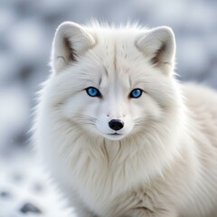 Naklejka premium Snowy Scene with a Female Arctic Fox and Detailed Winter Fur