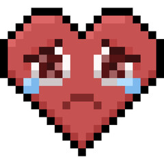 Cartoon Pixel Sad Heart Character
