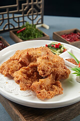 Fried pork belly with breaded pork