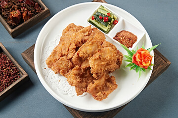 Fried pork belly with breaded pork