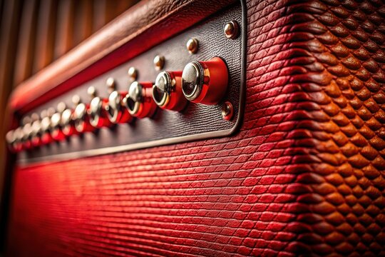 Red Tolex Guitar Amplifier Covering Stock Photo - Vintage Amp
