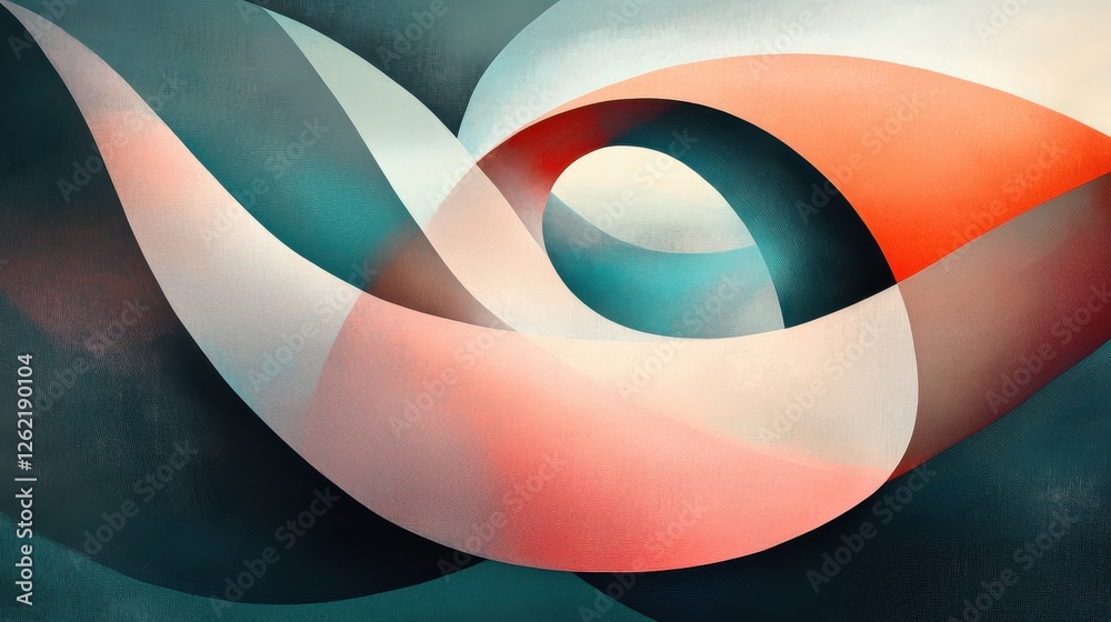 Poster abstract waves with soft curves in calming color palette