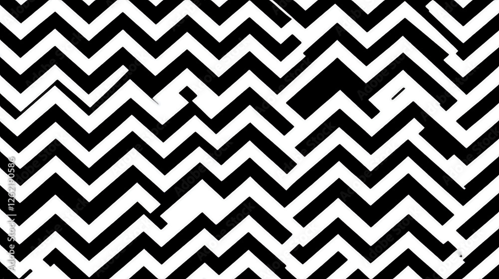 Poster zigzag pattern illusion with disrupted linear alignment and abstract design aesthetics composition