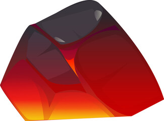 Fireplace burn ember cartoon charcoal single piece. Fireplace burnt ember charcoal, barbecue burning isolated vector fossil fuel. BBQ grill fiery charcoal piece or firewood ablaze coal © Vector Tradition