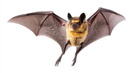 Obraz premium Close-up of a Bat in Flight with Outstretched Wings and Detailed Features