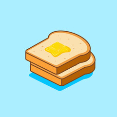 Bread and melting butter vector illustration cartoon design