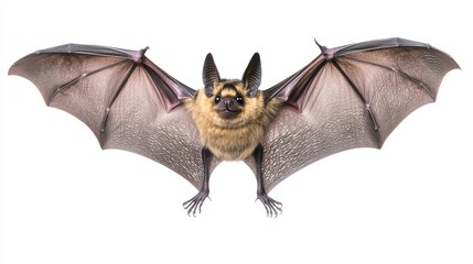 Obraz premium A Close-Up of a Bat in Flight with Detailed Wings and Face Features
