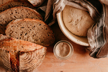 Homemade artisan sourdough bread baking