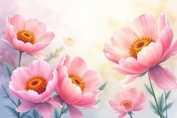 Delicate Pink Floral Illustration with Soft Colors and Gentle Tones