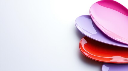 Colorful Plates Stacked on White Background