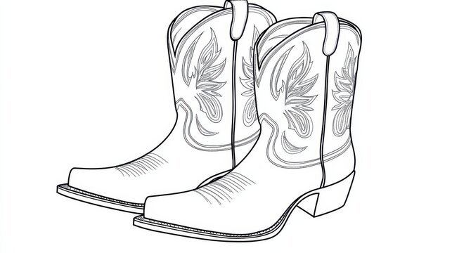 black and white cowboy boots clip art preview