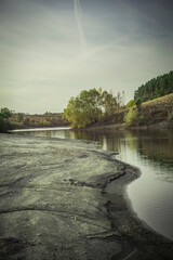 Fototapeta premium warm autumn on a rural pond