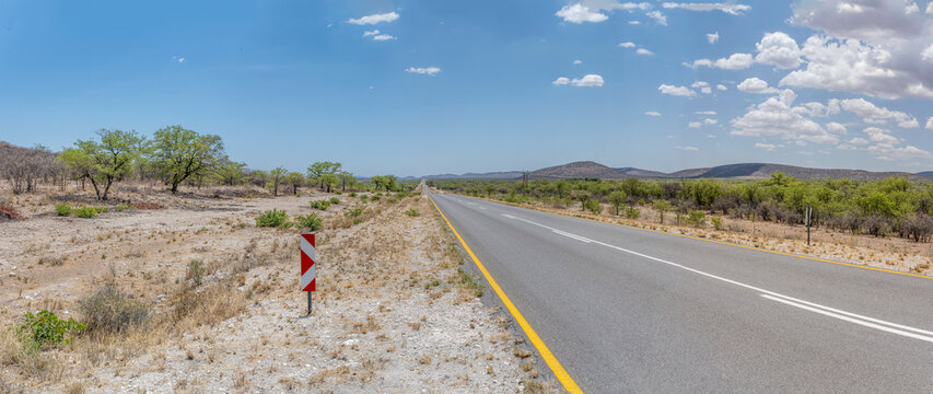 road C29 in green countryside, near Outjo, Namibia