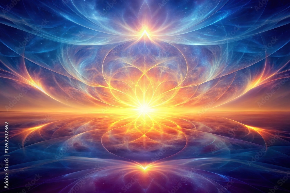 Canvas Prints celestial bloom a serene vision of radiant energy and harmonious cosmic patterns reflected in a tran