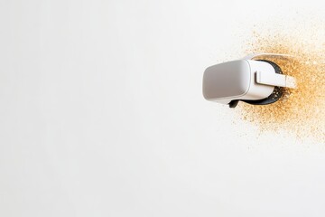 Fototapeta premium Minimalist smart lock in white background with metallic tones representing innovative home security solutions, modern technology, and advanced digital locking systems