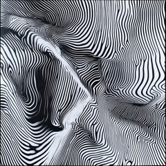 Abstract black and white swirling striped pattern.